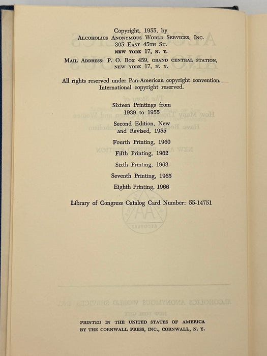 Alcoholics Anonymous Second Edition 8th Printing from 1966 - ODJ