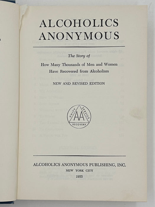 Alcoholics Anonymous 2nd Edition 3rd Printing from 1959