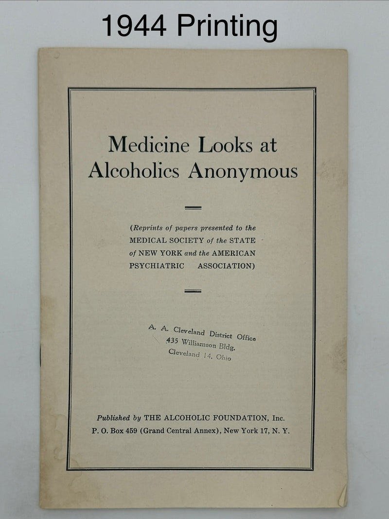 Medicine Looks at Alcoholics Anonymous — 4-Pamphlet Edition Set (1944 / 1946 / 1949 / 1953)