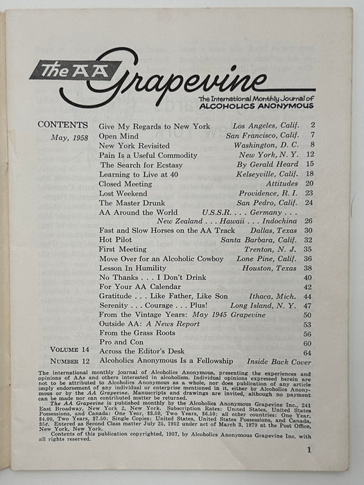 AA Grapevine from May 1958