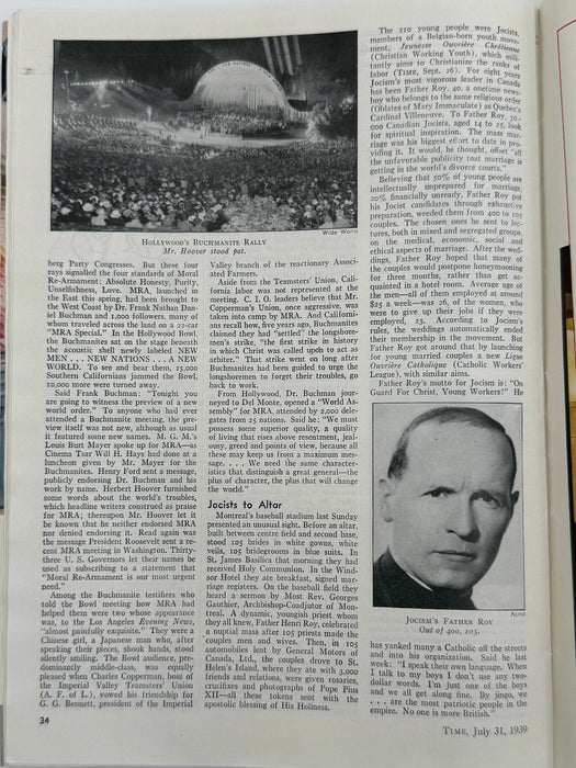 Time Magazine from July 1939 - MRA in Hollywood