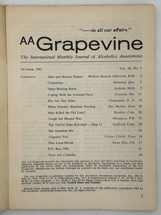 AA Grapevine from October 1963 - Silkworth article