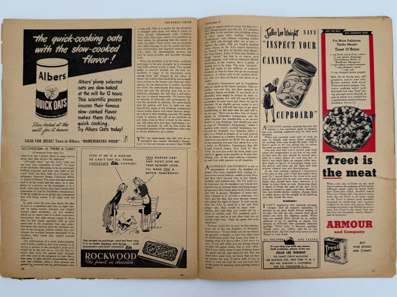 The Family Circle Magazine from January 1945 - Alcoholism is There a Cure?
