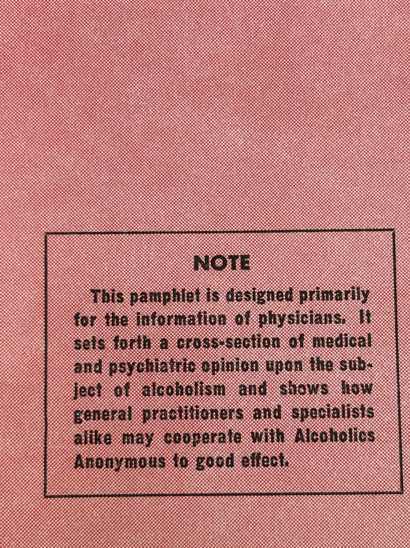 Alcoholics Anonymous and the Medical Profession - 1955