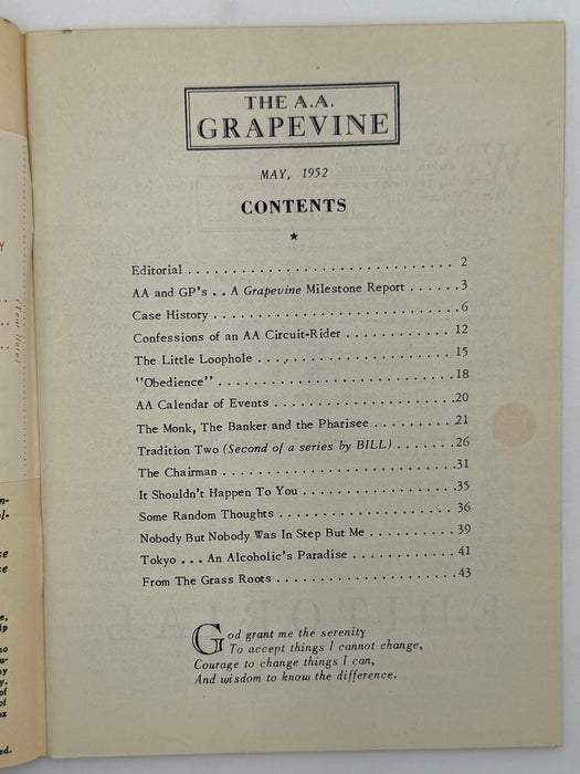 AA Grapevine from May 1952 - Tradition Two by Bill