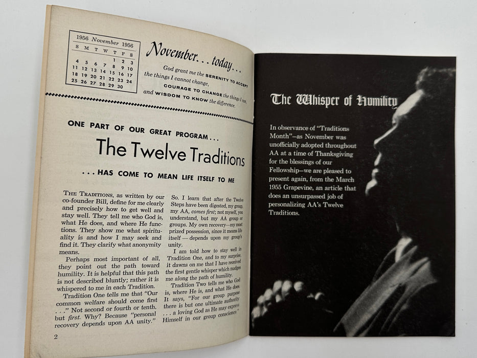 AA Grapevine from November 1956 - Traditions Month