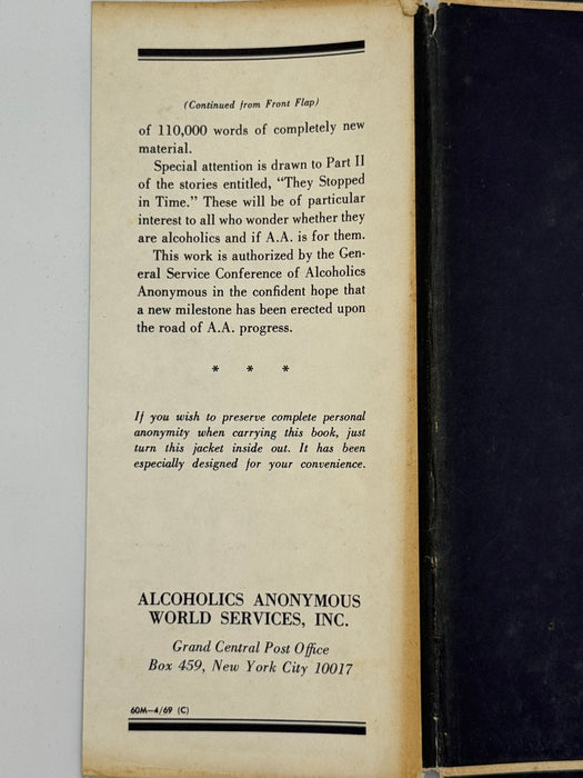 Alcoholics Anonymous Second Edition Big Book 10th Printing with ODJ