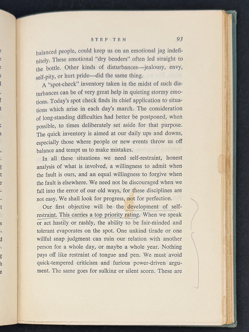 Twelve Steps and Twelve Traditions — Inscribed by Bill W. on His 29th Sobriety Anniversary