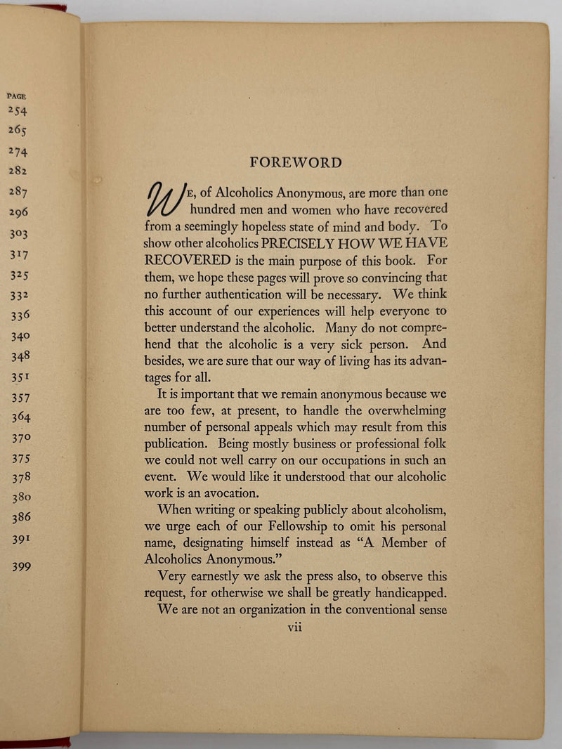 Alcoholics Anonymous — First Edition, First Printing — 1939