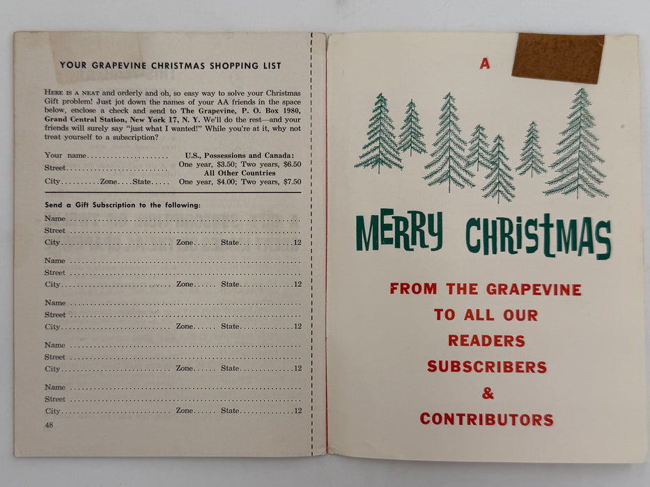 AA Grapevine December 1958 - Christmas Editorial by Bill