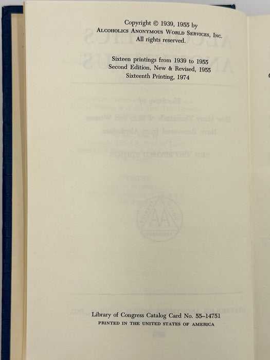Alcoholics Anonymous Second Edition 16th Printing from 1974 - RDJ