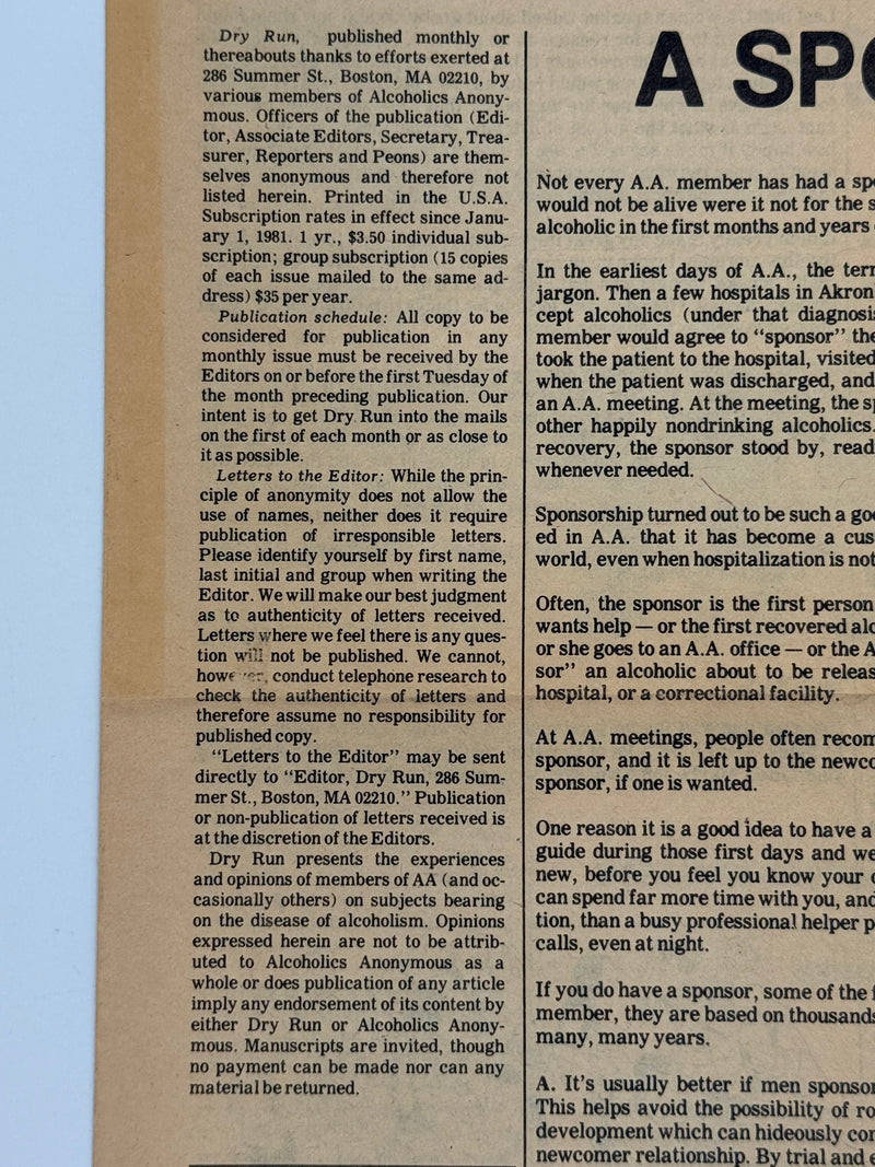 Dry Run Newsletter – June 1983 (Boston Central Service)