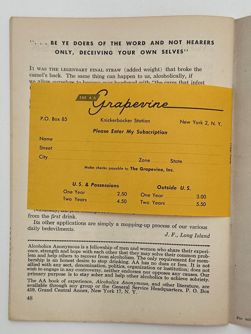 AA Grapevine from October 1956 - Tranquilizers