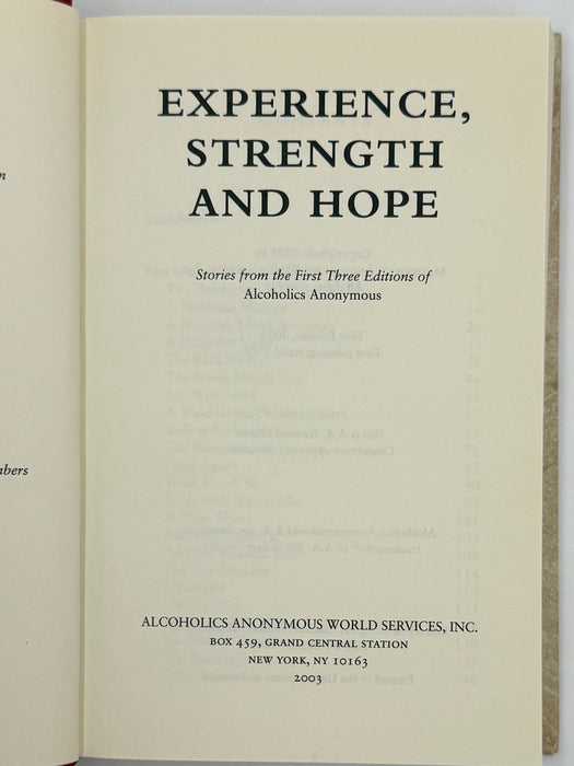Experience, Strength, & Hope: Stories from the first three editions of Alcoholics Anonymous - First Printing Recovery Collectibles