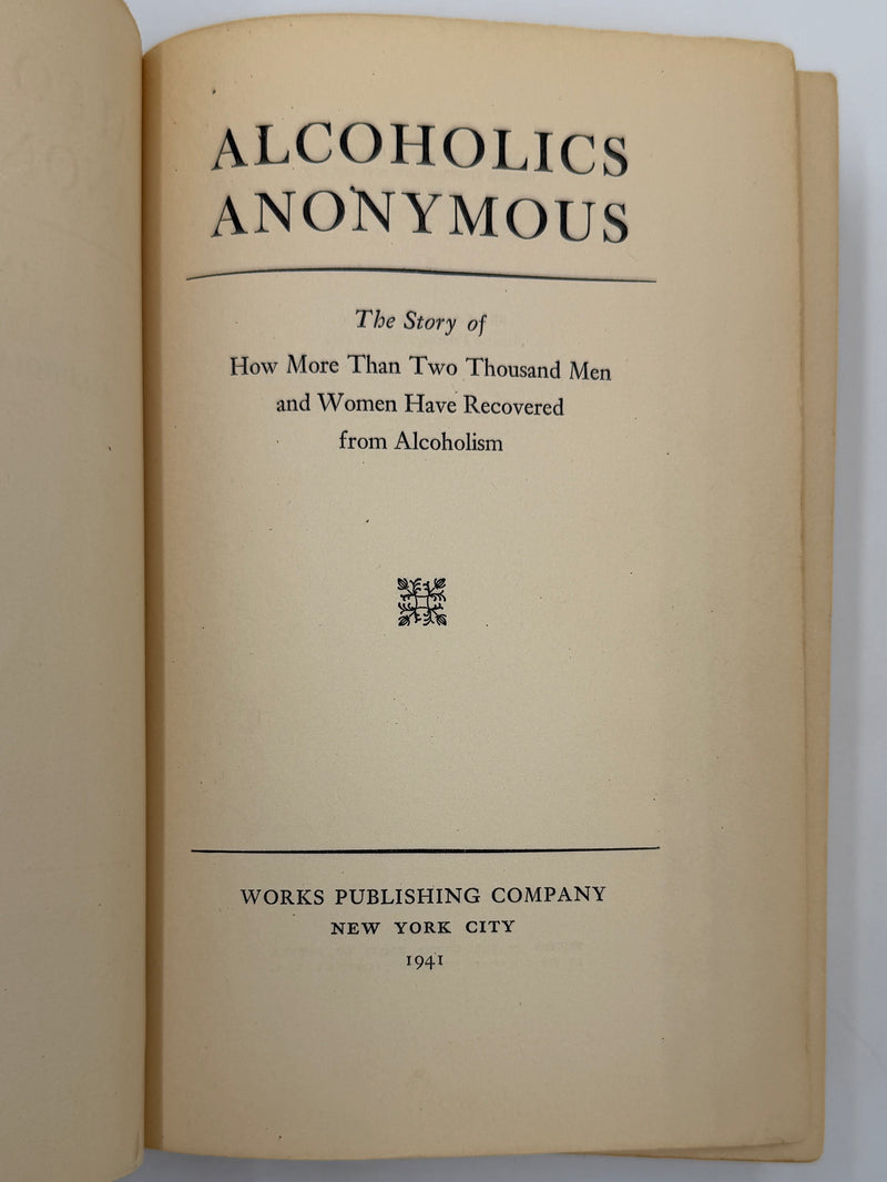 Alcoholics Anonymous Big Book First Edition 2nd Printing from 1941