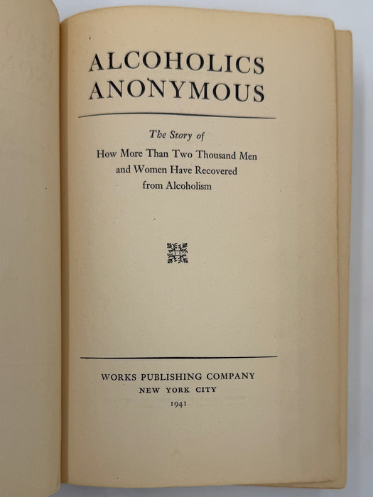 Alcoholics Anonymous Big Book First Edition 2nd Printing from 1941