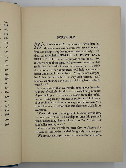 Alcoholics Anonymous First Edition 5th Printing from 1944 - ODJ -  Baby Blue