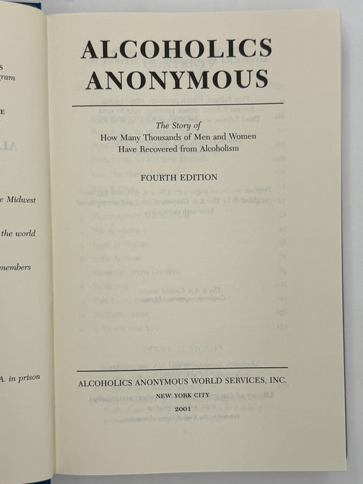 Alcoholics Anonymous Fourth Edition First Printing from 2001