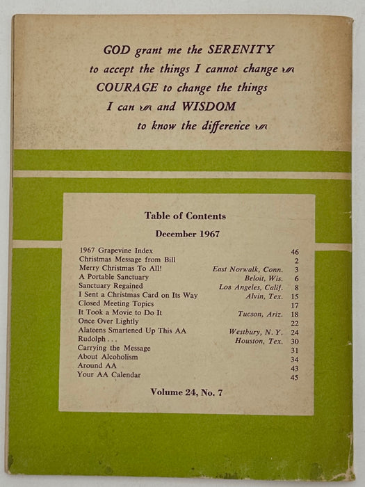 AA Grapevine from December 1967 with Clancy I. Articles