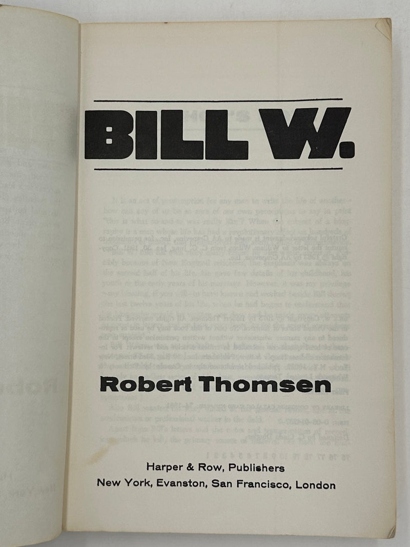 Uncorrected Proof of Bill W. by Robert Thomsen - from 1975 (Copy) Recovery Collectibles