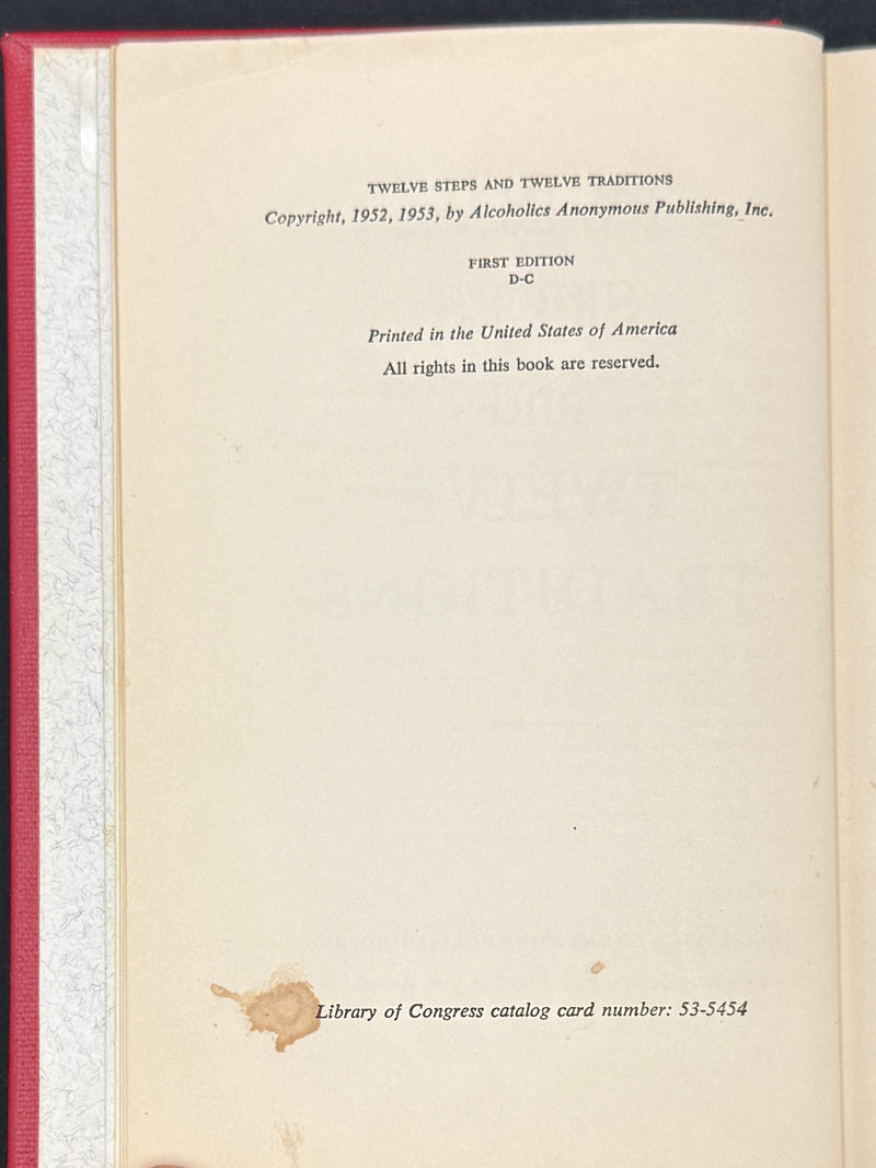 Twelve Steps and Twelve Traditions — First Edition, First Printing (1953) — Inscribed by Bill W. — Custom Bound