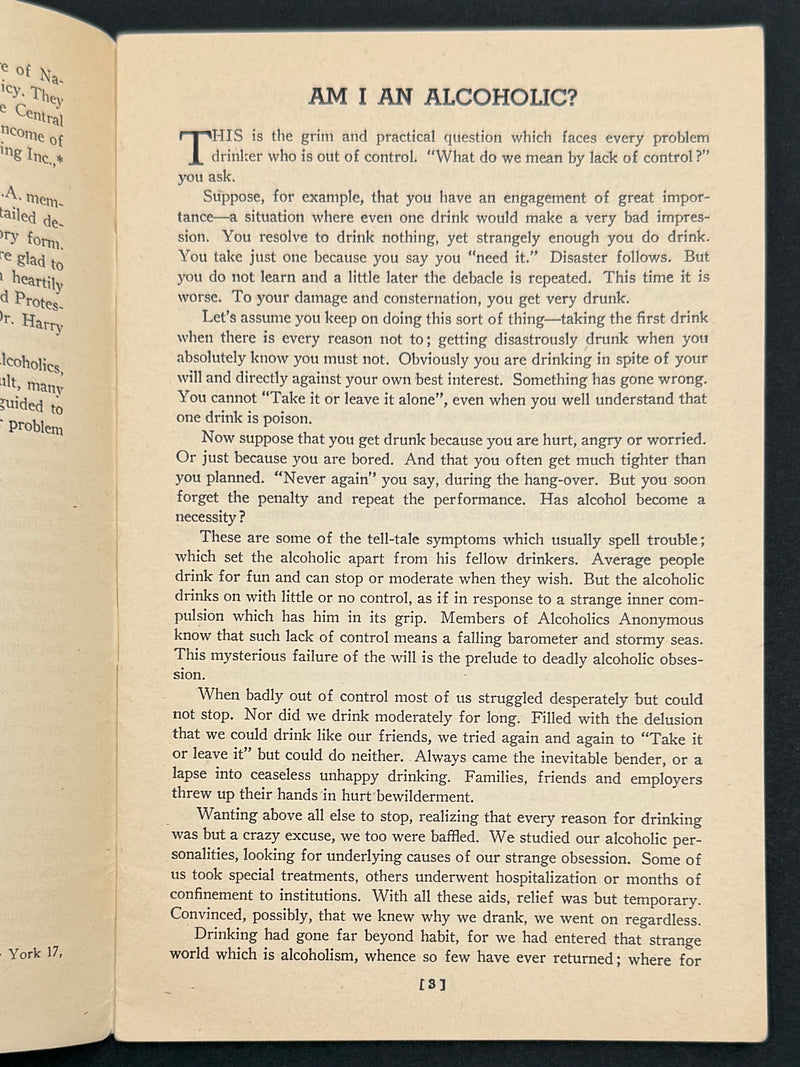 Alcoholics Anonymous Rare 1943 Promo Pamphlet Alcoholic Foundation