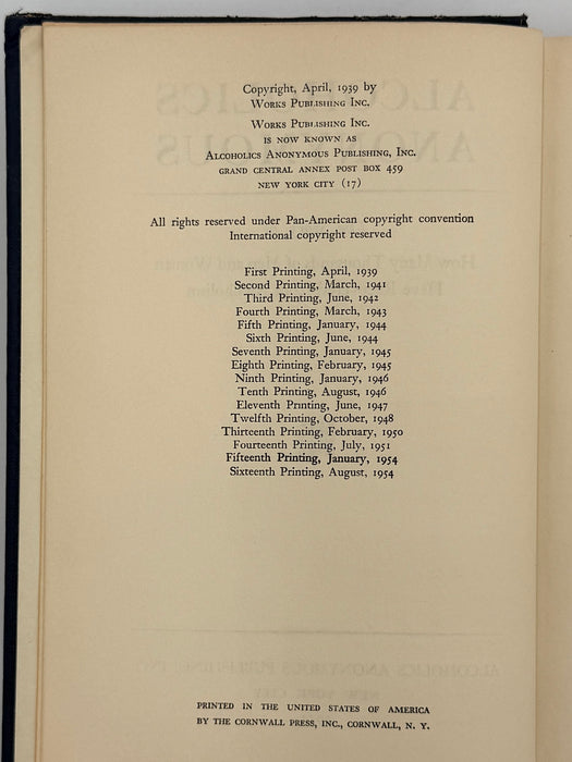 Alcoholics Anonymous First Edition 16th Printing from 1954 with ODJ