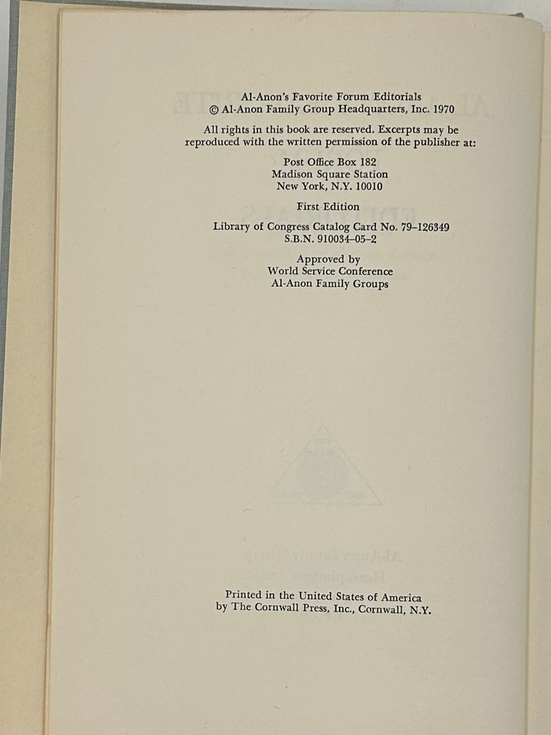 Al-Anon’s Favorite Forum Editorials - First Edition from 1970 - ODJ Recovery Collectibles