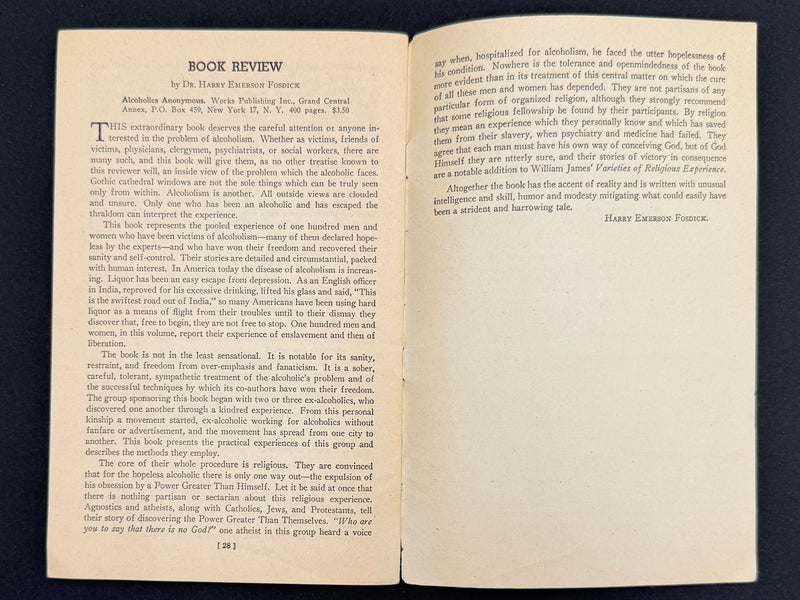 Alcoholics Anonymous Rare 1943 Promo Pamphlet Alcoholic Foundation