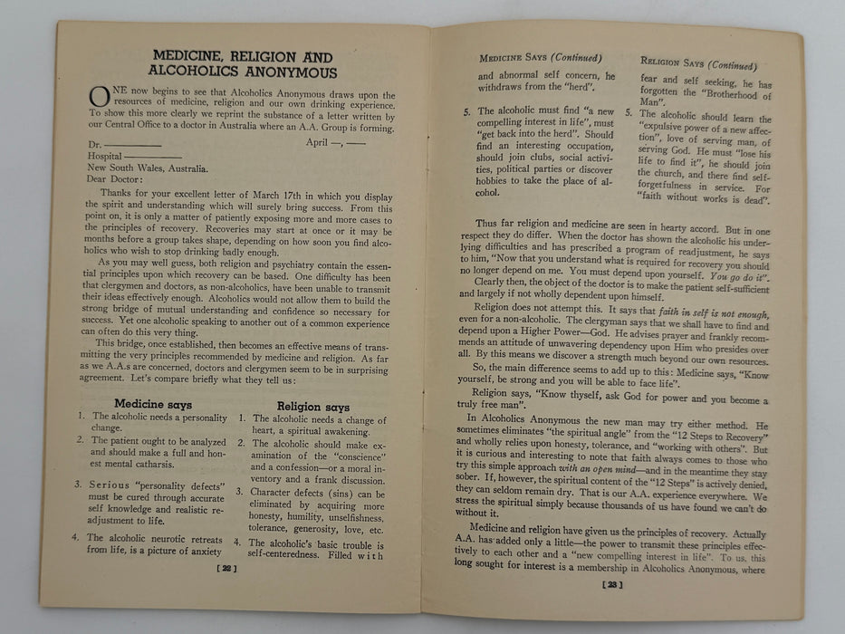 Alcoholics Anonymous 1943 Big Book Promotional Pamphlet