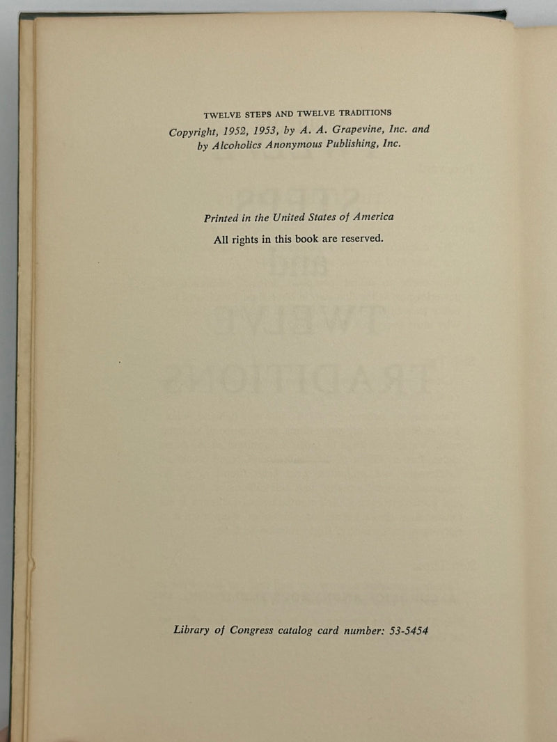 Twelve Steps and Twelve Traditions Third Printing — December 1958 — Original Dust Jacket