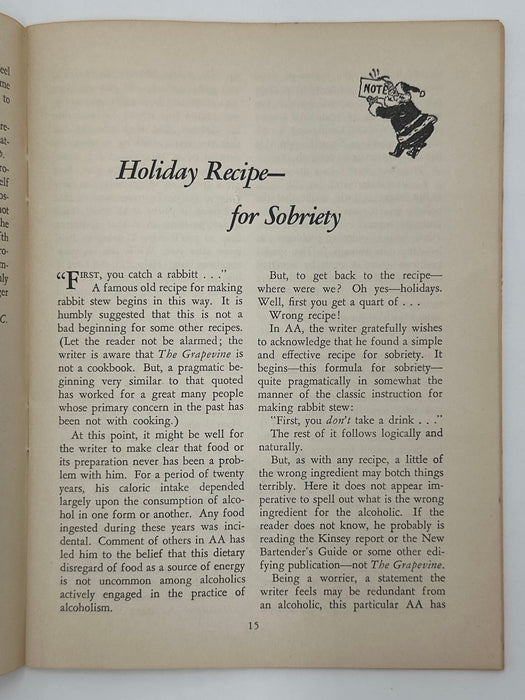 AA Grapevine from December 1953 - Christmas Message from Bill