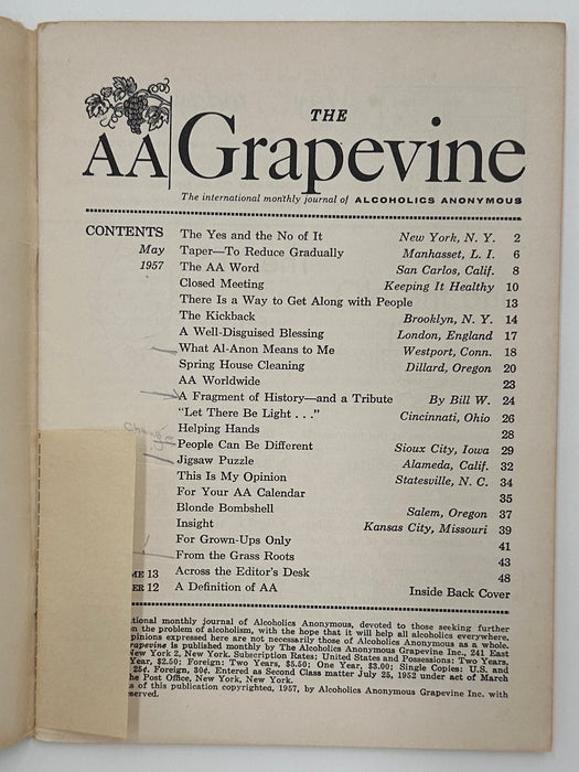 AA Grapevine from May 1957