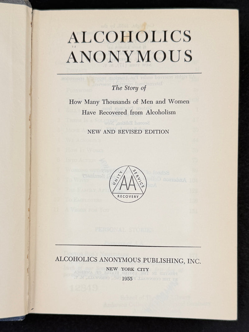 Alcoholics Anonymous Second Edition — First Printing (1955) | Reproduction Dust Jacket