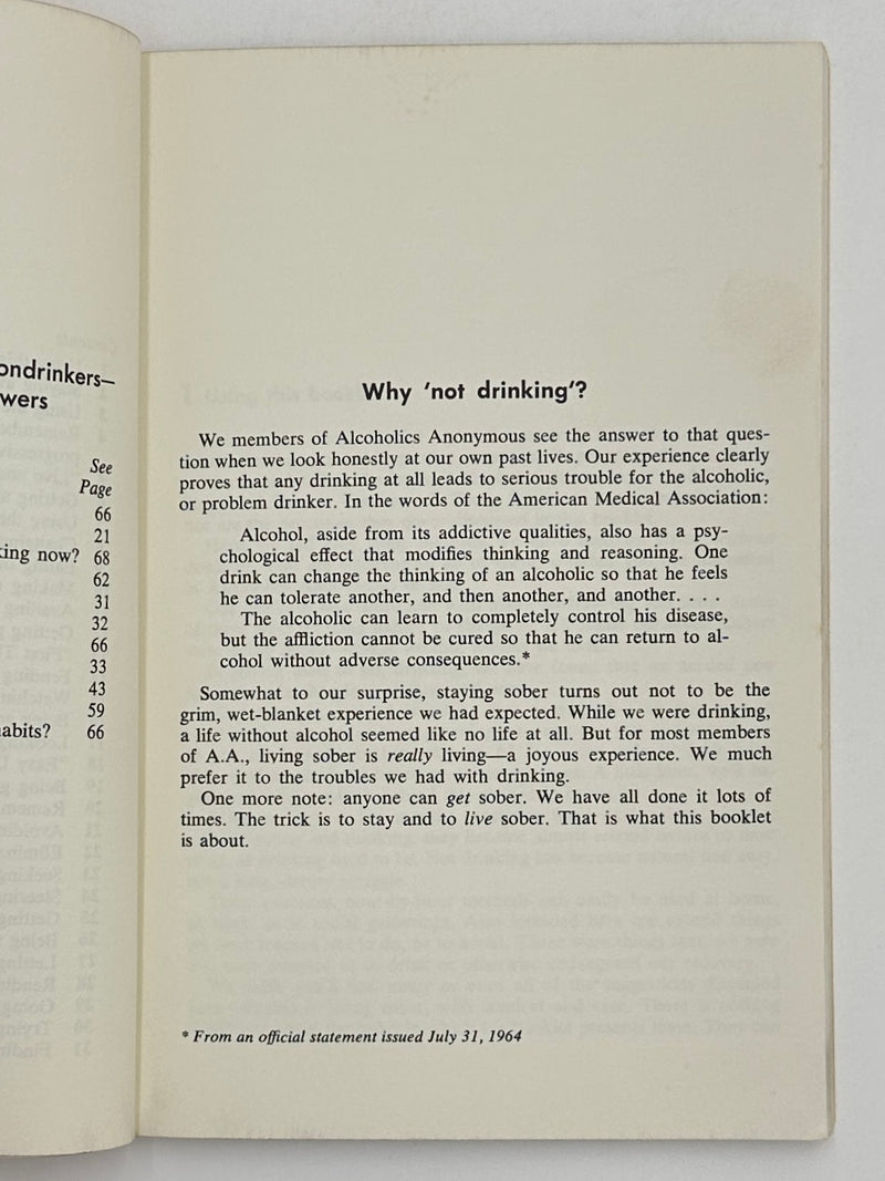 Living Sober - Second Printing from 1976