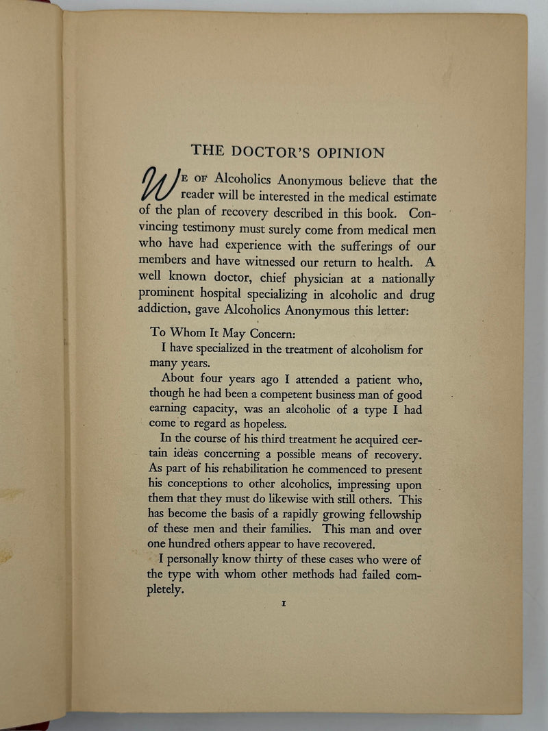 Alcoholics Anonymous (Big Book) — First Edition, First Printing (April 1939)
