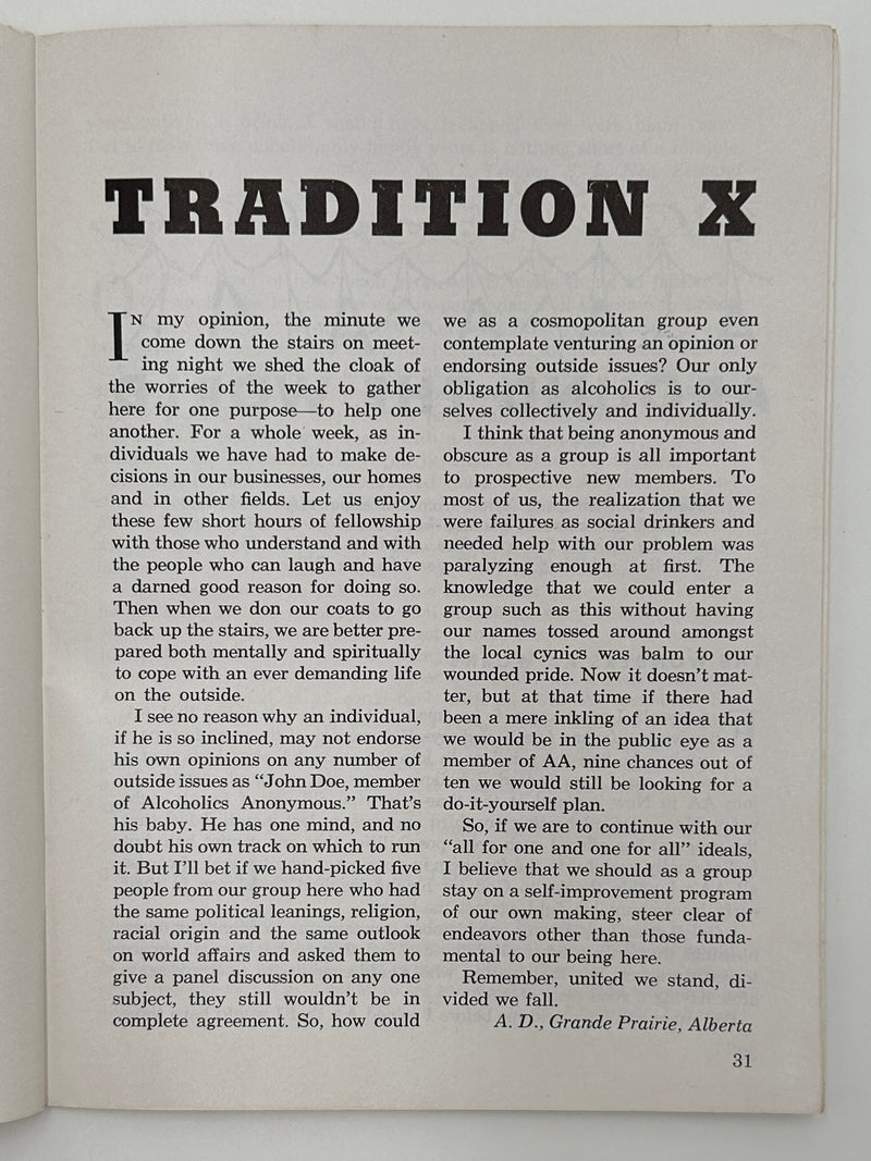 AA Grapevine from November 1959 - Traditions Month