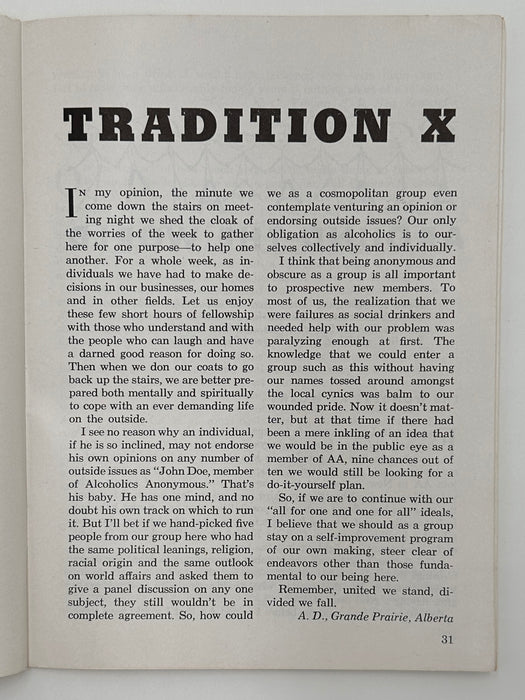 AA Grapevine from November 1959 - Traditions Month