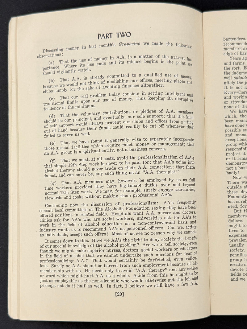 A.A. Tradition: “Our Experience Has Taught Us…”  Works Publishing, Inc. · 1947 · First Printing