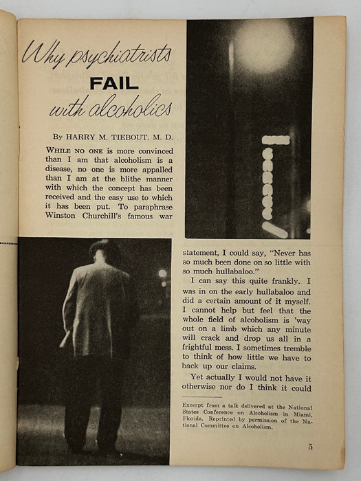 AA Grapevine from September 1956 - Why Psychiatrist Fail With Alcoholics by Harry Tiebout