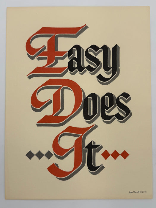 Original AA Slogan Poster - Easy Does It