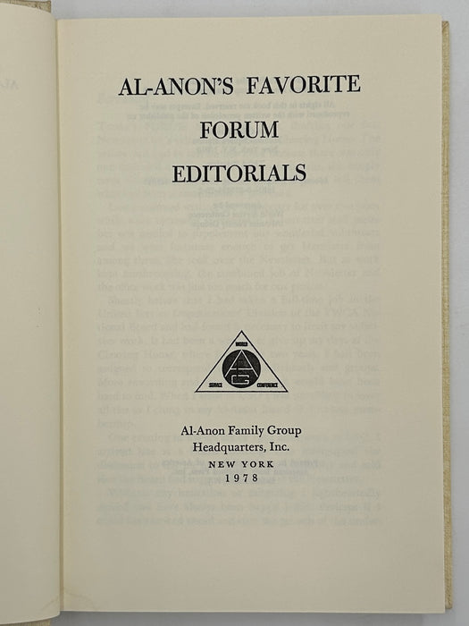 Al-Anon’s Favorite Forum Editorials - 3rd Printing from 1978 - ODJ