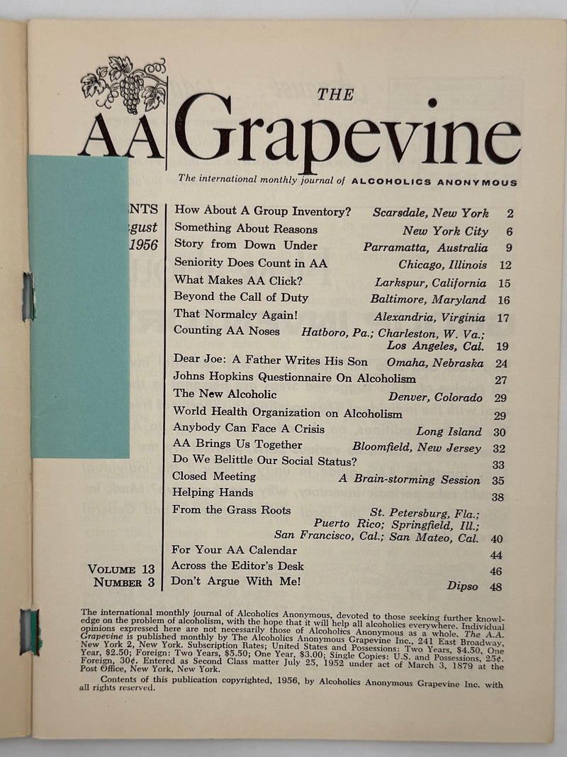 AA Grapevine from August 1956 - How About A Group Inventory?
