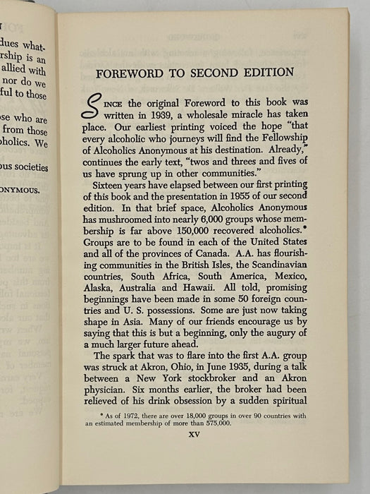 Alcoholics Anonymous 2nd Edition 15th Printing from 1973 - ODJ