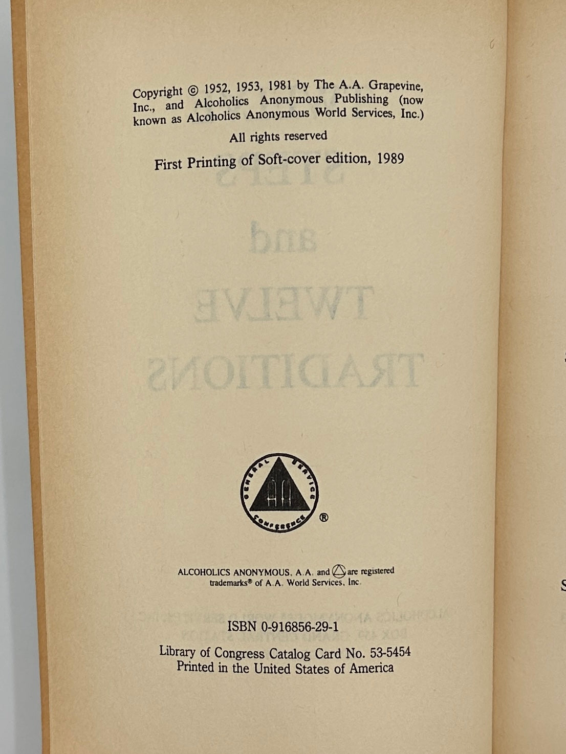 Twelve Steps and Twelve Traditions First Printing from 1953
