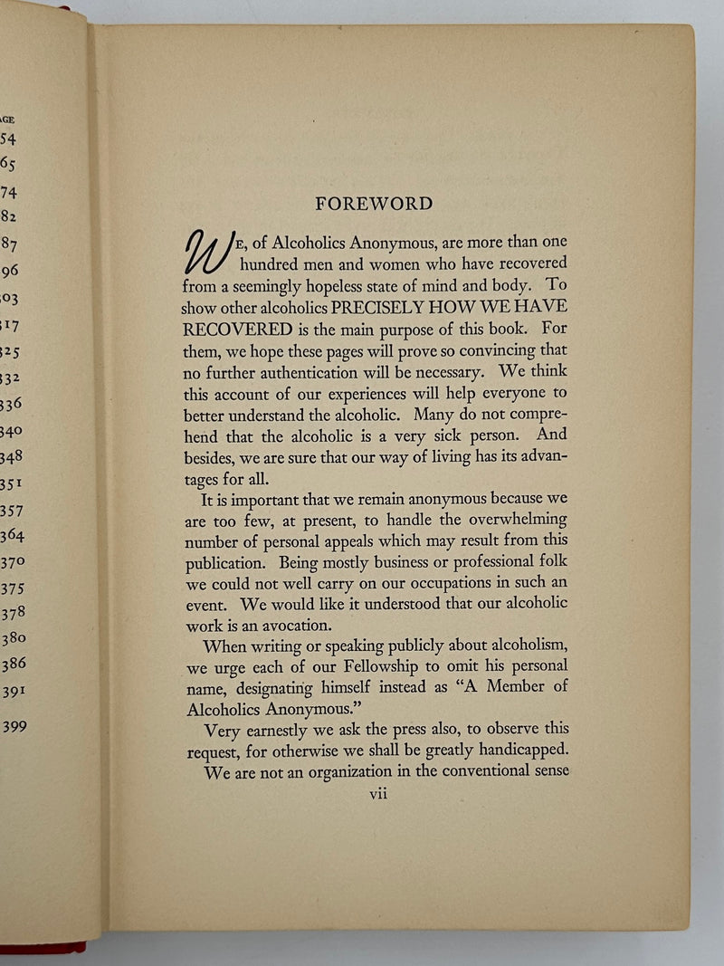 Alcoholics Anonymous First Edition First Printing from 1939