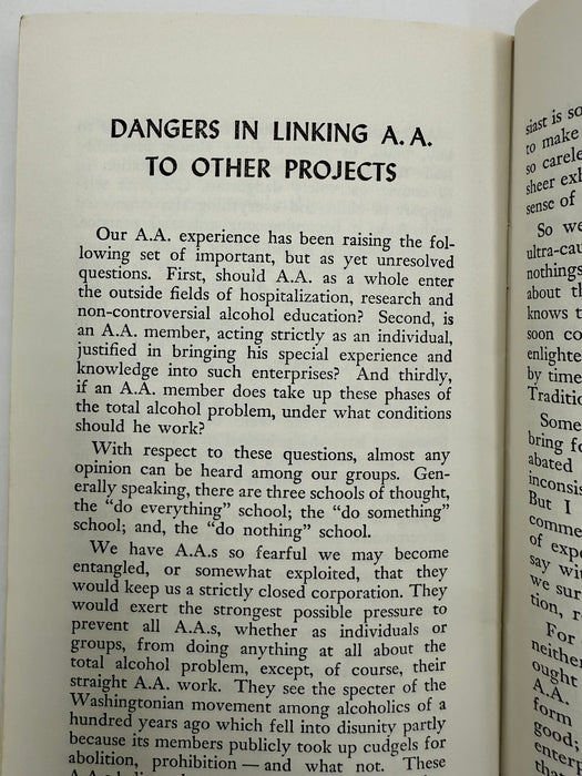 A.A. Tradition How It Developed By BILL W. - Fourth Printing - 1959