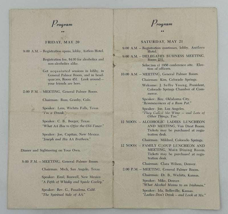 1955 A.A. Tri-State Conference — 8th Annual Program — Colorado Springs, Colorado