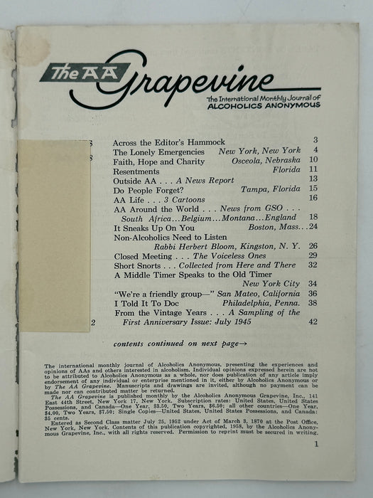 AA Grapevine from July 1958