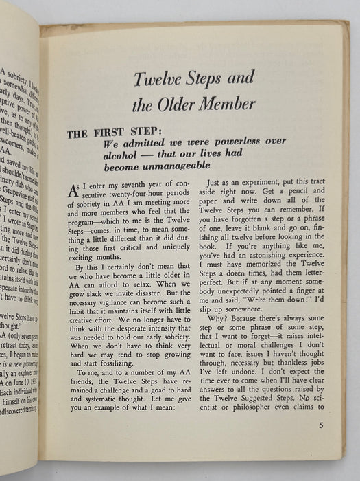 Twelve Steps and the Older Member - Third Printing from 1965